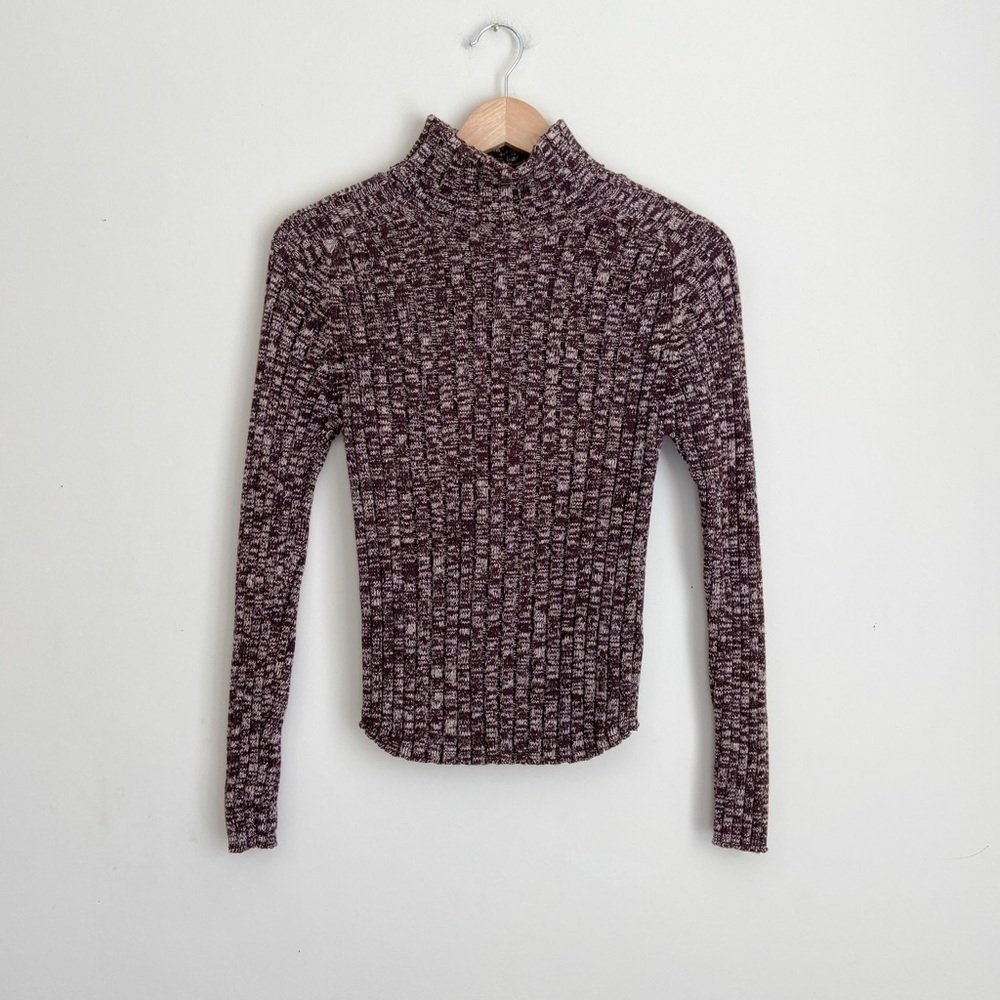 Energie Women's Brown Marled Ribbed Turtleneck Sweater